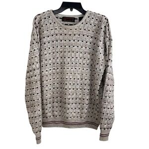 Vintage 90s Jantzen Men Textured Knit Sweater Sz L Grunge Grandpa Geometric